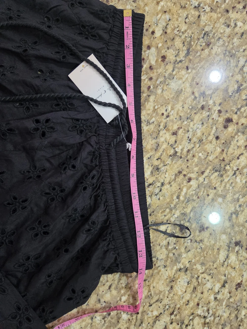Black Eyelet Wide-Leg Drawstring Swimsuit Cover Pant Tall